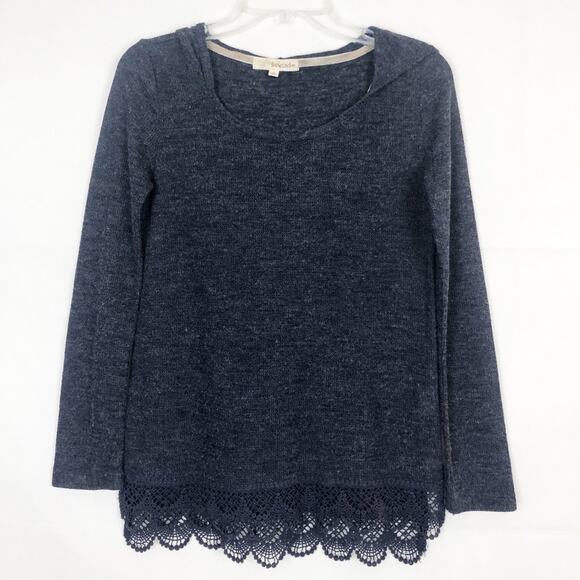 Rewind Crochet Boho Chic Minimalist Hooded Pullover Womens Sweater Size Small - Picture 1 of 12